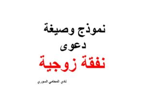 صيغة ونموذج دعوى نفقة زوجية