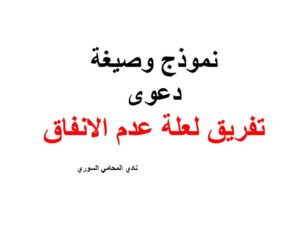 نموذج وصيغة دعوى تفريق لعلة عدم الانفاق