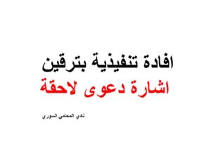 افادة تنفيذية بترقين اشارة دعوى لاحقة