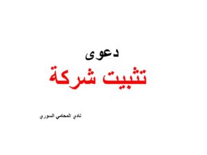 دعوى تثبيت شركة