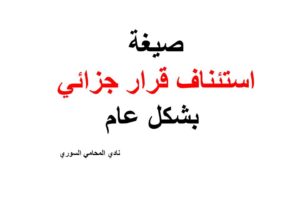 صيغة استئناف قرار جزائي بشكل عام