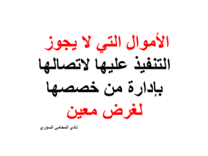 الأموال التي ال يجوز التنفيذ عليها لاتصالها بإدارة من خصصها لغرض معين