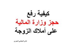 كيفية رفع حجز وزارة المالية على أملاك الزوجة