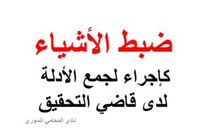ضبط الأشياء كإجراء لجمع الأدلة لدى قاضي التحقيق