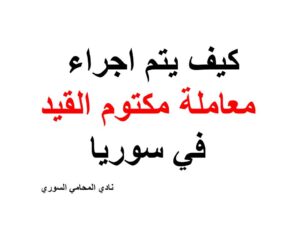 كيف يتم اجراء معاملة مكتوم القيد في سوريا 