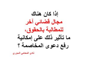إذا كان هناك مجال قضائي آخر للمطالبة بالحقوق، ما تأثير ذلك على إمكانية رفع دعوى المخاصمة ؟