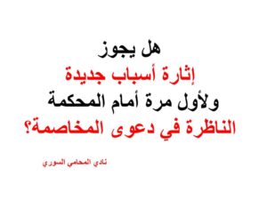 هل يجوز إثارة أسباب جديدة ولأول مرة أمام المحكمة الناظرة في دعوى المخاصمة؟