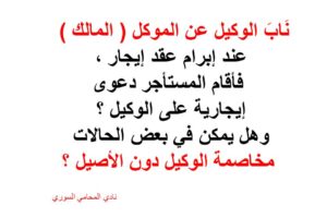 هل يمكن في بعض الحالات مخاصمة الوكيل دون الأصيل ؟