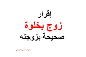 صيغة و نص إقرار زوج بخلوة صحيحة بزوجته