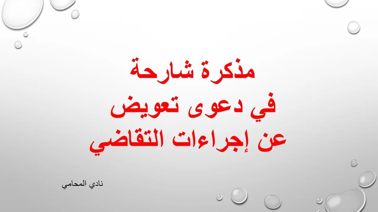 مذكرة شارحة في دعوى تعويض عن إجراءات التقاضي